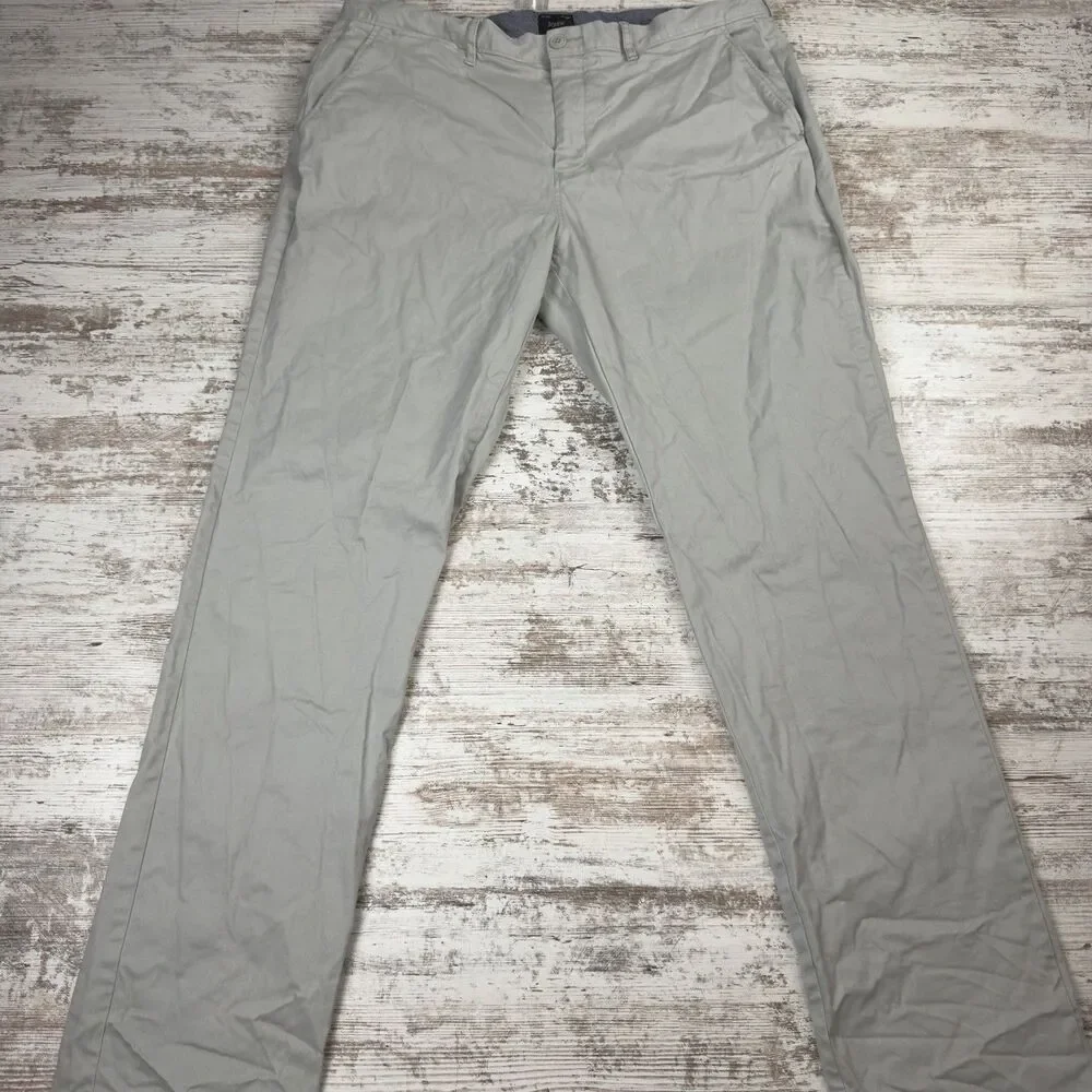 J.Crew 770 Straight Fit Stretch Chino Pants Men's 36x33 Light Gray Preppy